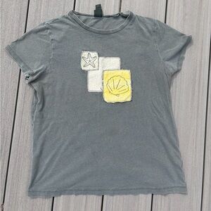 Handmade surf shell patch green wild fable XS tee shirt starfish